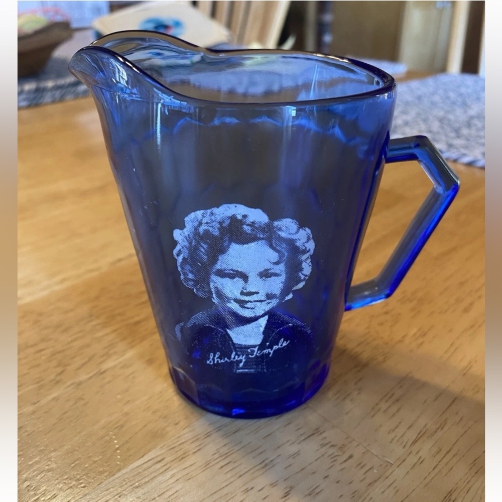 Blue Glass Pitcher with Handle